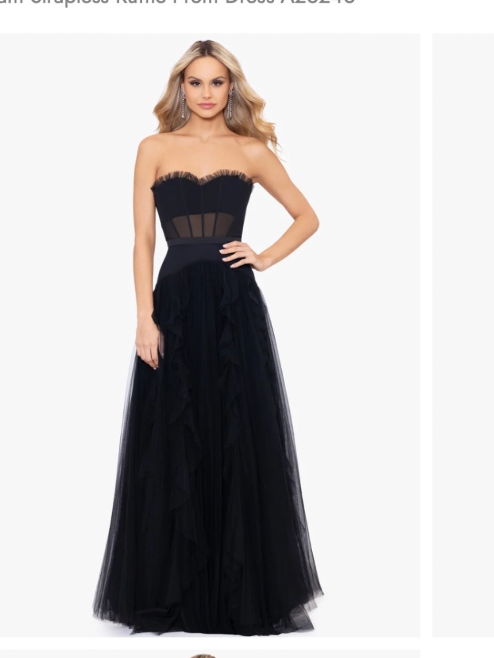 BETSY & ADAM STRAPLESS RUFFLE DRESS Size 10 - NWT - Picture 3 of 6